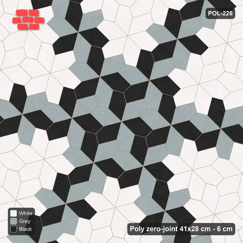 Interlock (Pasco) 41x28 cm · POL-226 · Random Lay Star Bands, Tuxedo, six-arm star asterisk · Top view Interlock (Pasco) 41x28 cm · POL-226 · Random Lay Star Bands, Tuxedo, six-arm star asterisk · Top view