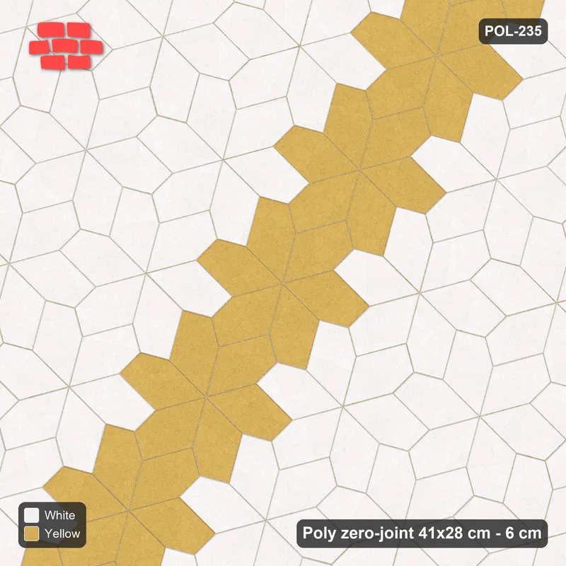 Interlock (Pasco) 41x28 cm · POL-235 · Random Lay Star Bands, Ivory & Ochre, single star band · Top view Interlock (Pasco) 41x28 cm · POL-235 · Random Lay Star Bands, Ivory & Ochre, single star band · Top view