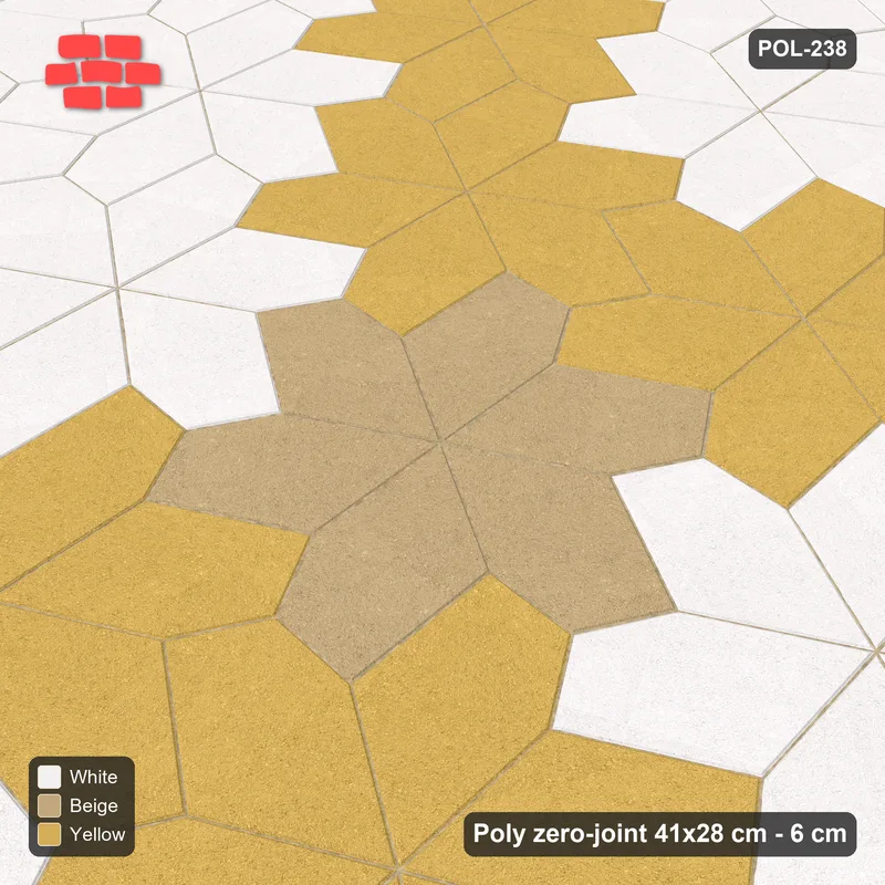 Interlock (Pasco) 41x28 cm · POL-238 · Random Lay Star Bands, Golden Sand, crossing star bands · Side view Interlock (Pasco) 41x28 cm · POL-238 · Random Lay Star Bands, Golden Sand, crossing star bands · Side view