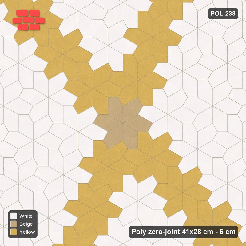 Interlock (Pasco) 41x28 cm · POL-238 · Random Lay Star Bands, Golden Sand, crossing star bands · Top view Interlock (Pasco) 41x28 cm · POL-238 · Random Lay Star Bands, Golden Sand, crossing star bands · Top view