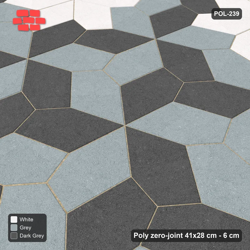 Interlock (Pasco) 41x28 cm · POL-239 · Random Lay Star Bands, Monochrome, six-arm star asterisk, kerb frame · Side view Interlock (Pasco) 41x28 cm · POL-239 · Random Lay Star Bands, Monochrome, six-arm star asterisk, kerb frame · Side view