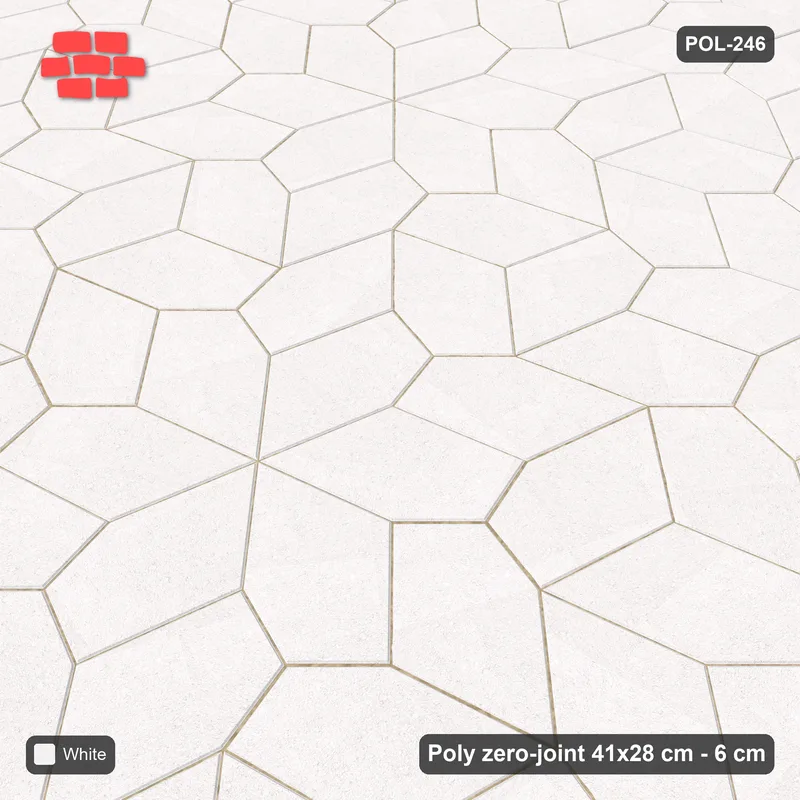Interlock (Pasco) 41x28 cm · POL-246 · Random Lay Plain Field, Pure White, plain field · Side view Interlock (Pasco) 41x28 cm · POL-246 · Random Lay Plain Field, Pure White, plain field · Side view