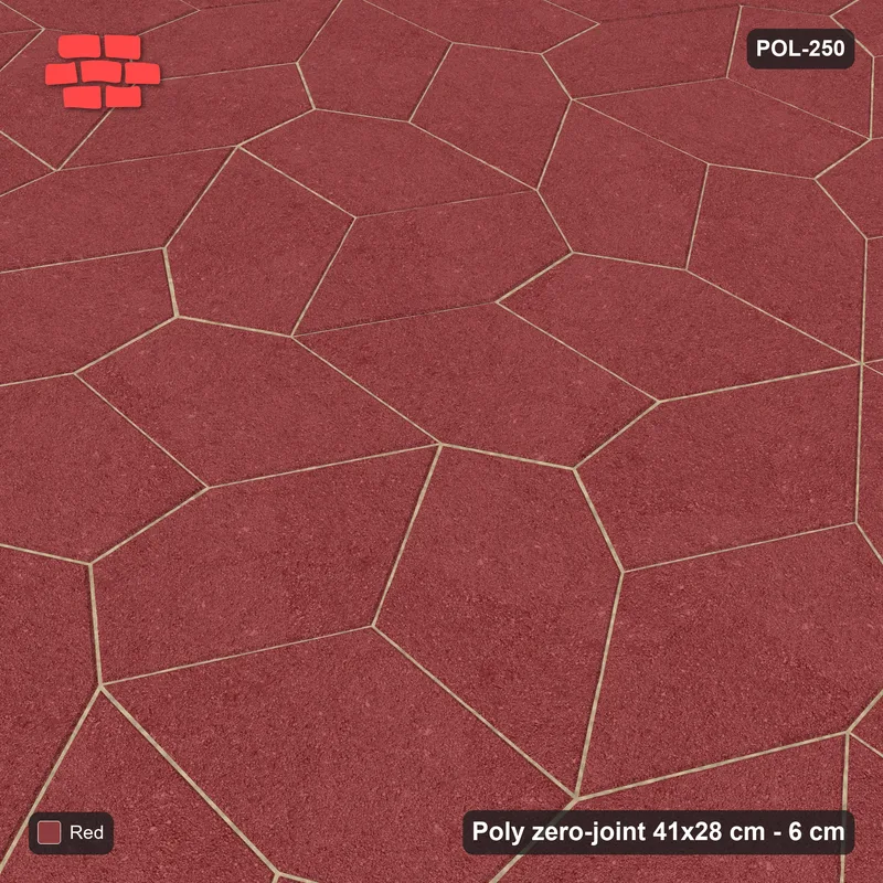 Interlock (Pasco) 41x28 cm · POL-250 · Random Lay Plain Field, Terracotta Red, plain field · Side view Interlock (Pasco) 41x28 cm · POL-250 · Random Lay Plain Field, Terracotta Red, plain field · Side view