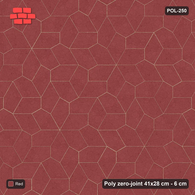 Interlock (Pasco) 41x28 cm · POL-250 · Random Lay Plain Field, Terracotta Red, plain field · Top view Interlock (Pasco) 41x28 cm · POL-250 · Random Lay Plain Field, Terracotta Red, plain field · Top view