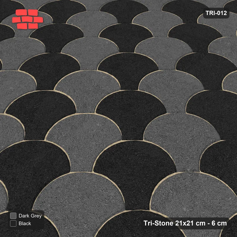Interlock (Pasco) 21x21 cm · TRI-012 · Zigzag scale courses, turned 45 deg, kerb frame · Side view Interlock (Pasco) 21x21 cm · TRI-012 · Zigzag scale courses, turned 45 deg, kerb frame · Side view