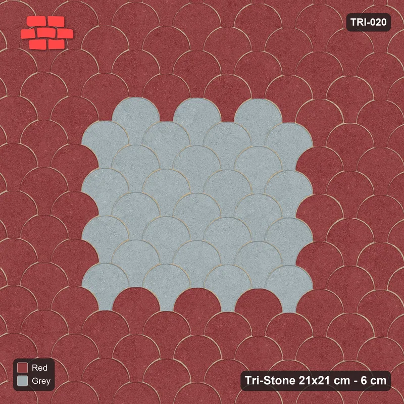 Interlock (Pasco) 21x21 cm · TRI-020 · Central scale medallion, kerb frame · Top view Interlock (Pasco) 21x21 cm · TRI-020 · Central scale medallion, kerb frame · Top view