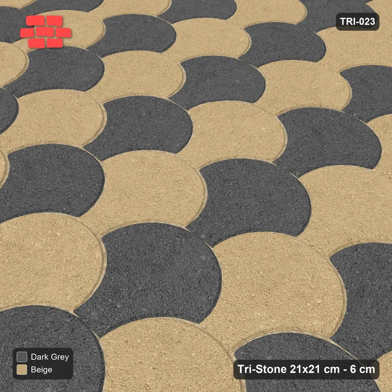 Interlock (Pasco) 21x21 cm · TRI-023 · Zigzag scale courses, kerb frame · Side view Interlock (Pasco) 21x21 cm · TRI-023 · Zigzag scale courses, kerb frame · Side view