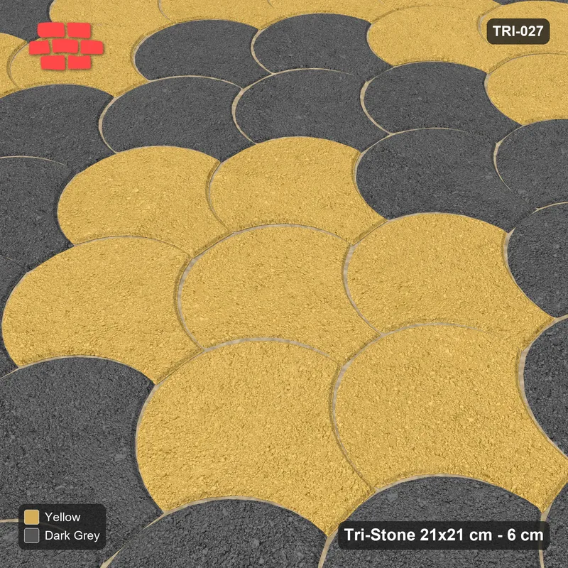 Interlock (Pasco) 21x21 cm · TRI-027 · Concentric colour rings, turned 90 deg, kerb frame · Side view Interlock (Pasco) 21x21 cm · TRI-027 · Concentric colour rings, turned 90 deg, kerb frame · Side view