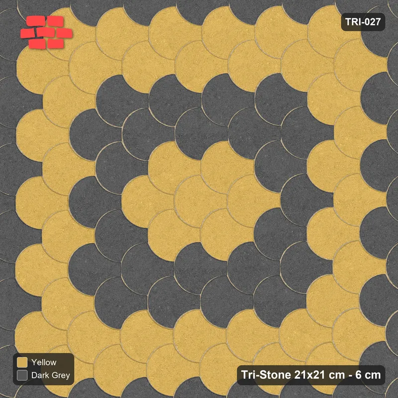 Interlock (Pasco) 21x21 cm · TRI-027 · Concentric colour rings, turned 90 deg, kerb frame · Top view Interlock (Pasco) 21x21 cm · TRI-027 · Concentric colour rings, turned 90 deg, kerb frame · Top view