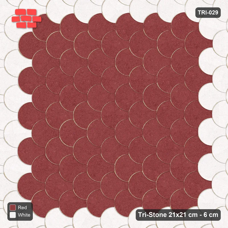 Interlock (Pasco) 21x21 cm · TRI-029 · Accent edge scales, turned 90 deg, kerb frame · Top view Interlock (Pasco) 21x21 cm · TRI-029 · Accent edge scales, turned 90 deg, kerb frame · Top view