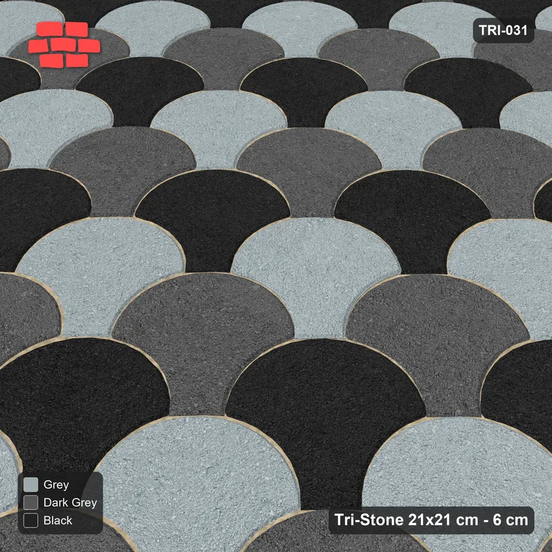 Interlock (Pasco) 21x21 cm · TRI-031 · Tumbling blocks, offset, turned 45 deg, kerb frame · Side view Interlock (Pasco) 21x21 cm · TRI-031 · Tumbling blocks, offset, turned 45 deg, kerb frame · Side view