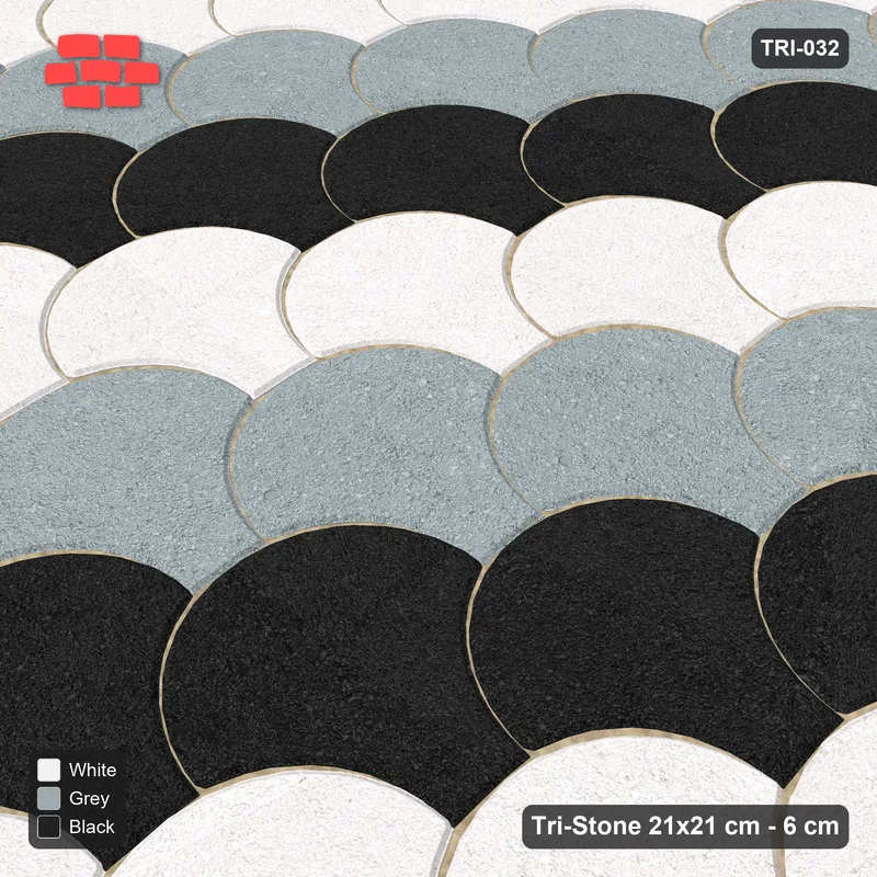 Interlock (Pasco) 21x21 cm · TRI-032 · Graded scale columns, turned 90 deg, kerb frame · Side view Interlock (Pasco) 21x21 cm · TRI-032 · Graded scale columns, turned 90 deg, kerb frame · Side view
