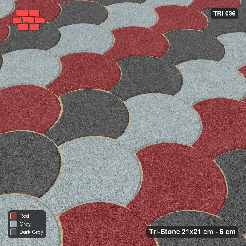 Interlock (Pasco) 21x21 cm · TRI-036 · Diagonal colour steps, kerb frame · Side view Interlock (Pasco) 21x21 cm · TRI-036 · Diagonal colour steps, kerb frame · Side view
