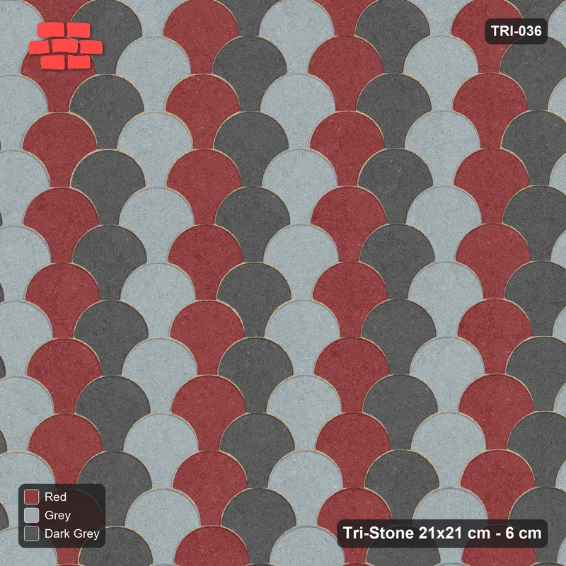 Interlock (Pasco) 21x21 cm · TRI-036 · Diagonal colour steps, kerb frame · Top view Interlock (Pasco) 21x21 cm · TRI-036 · Diagonal colour steps, kerb frame · Top view