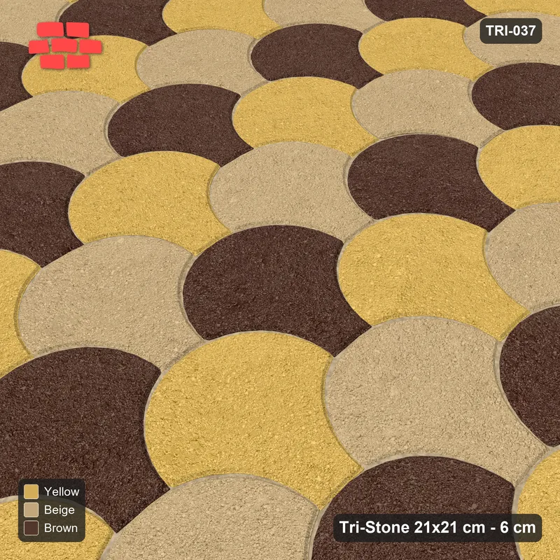 Interlock (Pasco) 21x21 cm · TRI-037 · Tumbling blocks, offset, turned 90 deg, kerb frame · Side view Interlock (Pasco) 21x21 cm · TRI-037 · Tumbling blocks, offset, turned 90 deg, kerb frame · Side view