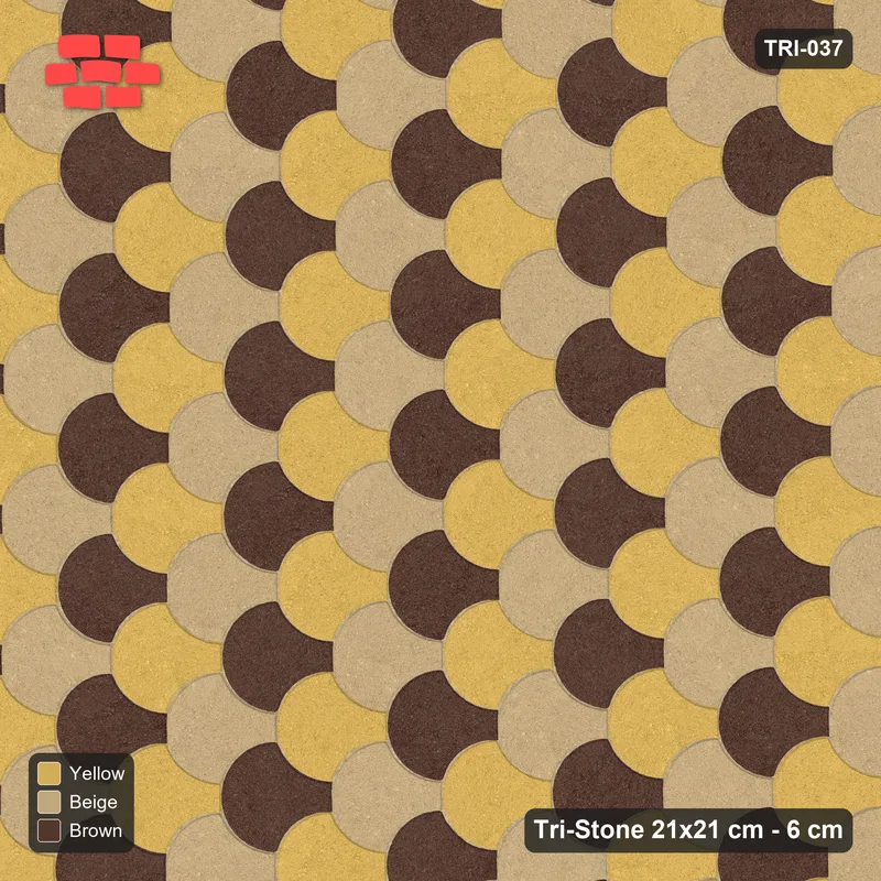 Interlock (Pasco) 21x21 cm · TRI-037 · Tumbling blocks, offset, turned 90 deg, kerb frame · Top view Interlock (Pasco) 21x21 cm · TRI-037 · Tumbling blocks, offset, turned 90 deg, kerb frame · Top view