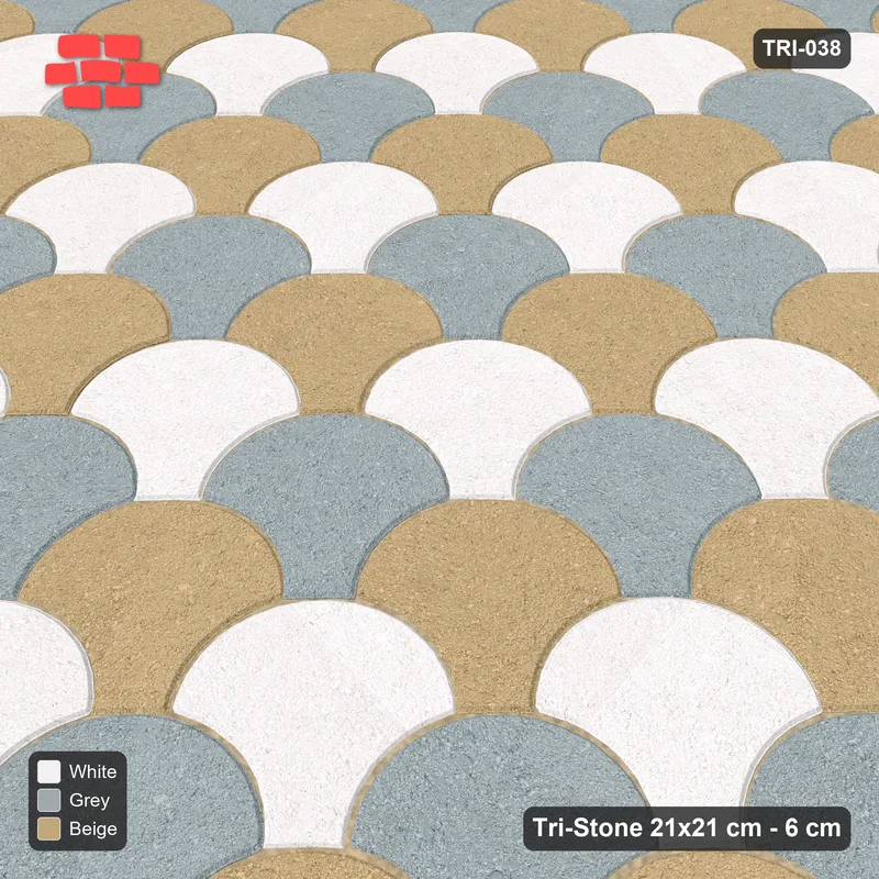 Interlock (Pasco) 21x21 cm · TRI-038 · Tumbling blocks, turned 45 deg · Side view Interlock (Pasco) 21x21 cm · TRI-038 · Tumbling blocks, turned 45 deg · Side view