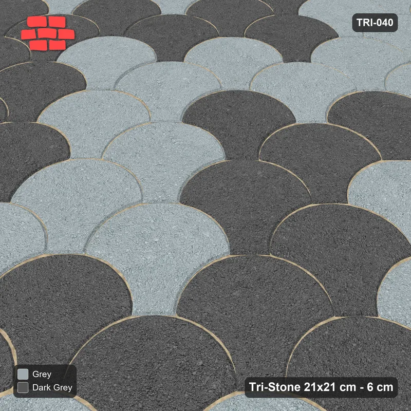 Interlock (Pasco) 21x21 cm · TRI-040 · Zigzag scale courses, turned 45 deg, kerb frame · Side view Interlock (Pasco) 21x21 cm · TRI-040 · Zigzag scale courses, turned 45 deg, kerb frame · Side view