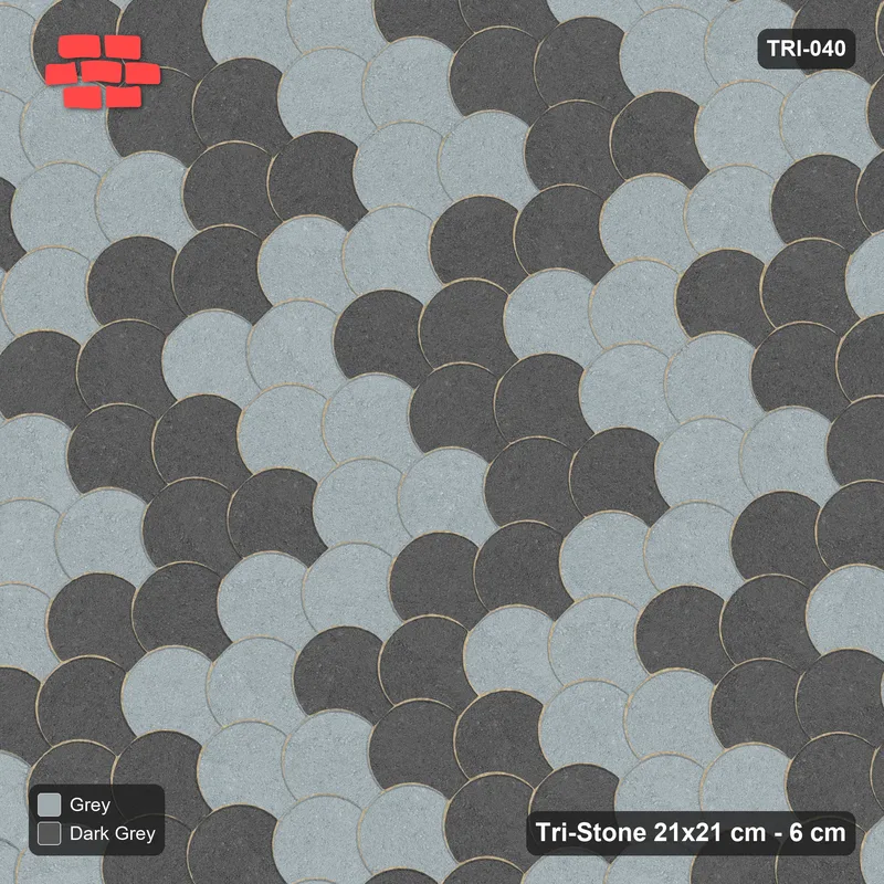 Interlock (Pasco) 21x21 cm · TRI-040 · Zigzag scale courses, turned 45 deg, kerb frame · Top view Interlock (Pasco) 21x21 cm · TRI-040 · Zigzag scale courses, turned 45 deg, kerb frame · Top view
