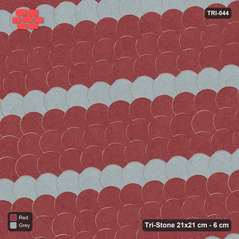 Interlock (Pasco) 21x21 cm · TRI-044 · Scale rows A, turned 45 deg, kerb frame · Top view Interlock (Pasco) 21x21 cm · TRI-044 · Scale rows A, turned 45 deg, kerb frame · Top view
