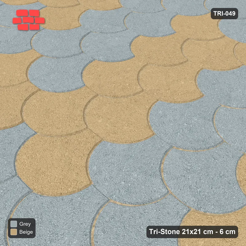 Interlock (Pasco) 21x21 cm · TRI-049 · Zigzag scale courses, turned 180 deg, kerb frame · Side view Interlock (Pasco) 21x21 cm · TRI-049 · Zigzag scale courses, turned 180 deg, kerb frame · Side view