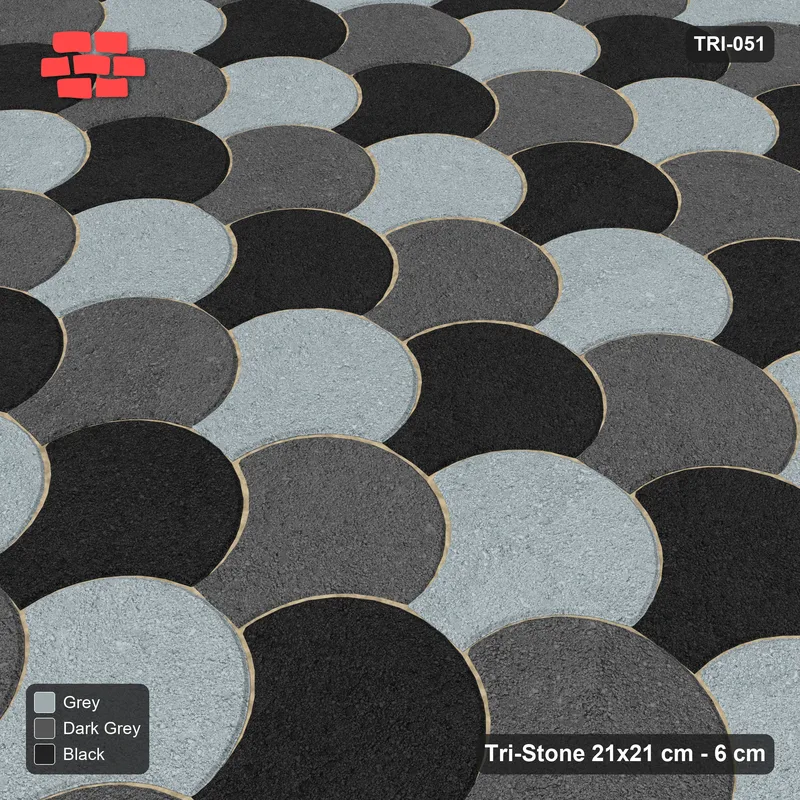 Interlock (Pasco) 21x21 cm · TRI-051 · Tumbling rows, three-tone - Graphite Scale · Side view Interlock (Pasco) 21x21 cm · TRI-051 · Tumbling rows, three-tone - Graphite Scale · Side view
