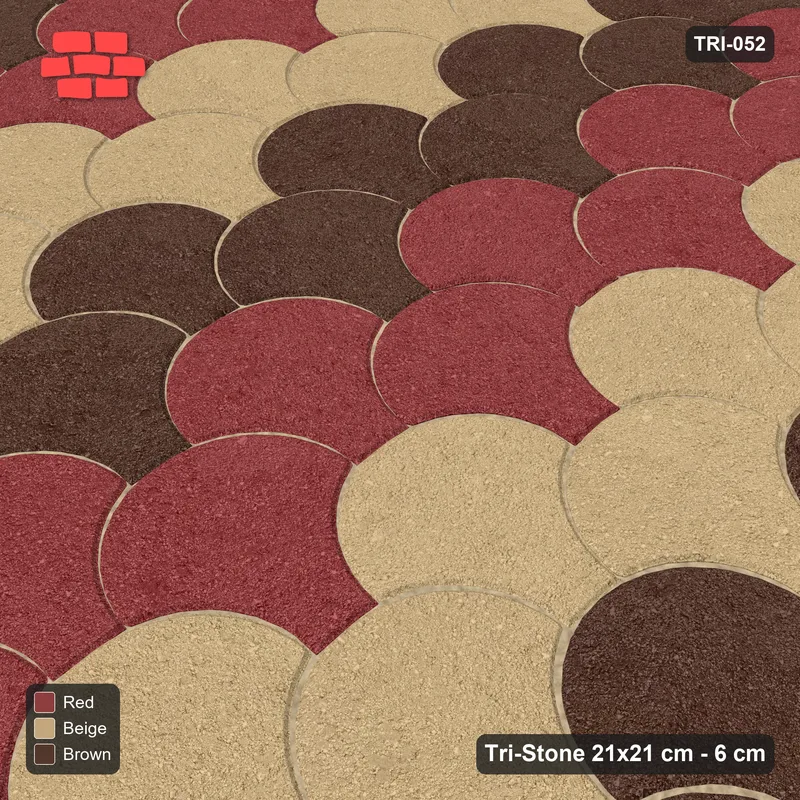 Interlock (Pasco) 21x21 cm · TRI-052 · Tumbling double rows, three-tone, turned 90 deg, kerb frame - Tuscany · Side view Interlock (Pasco) 21x21 cm · TRI-052 · Tumbling double rows, three-tone, turned 90 deg, kerb frame - Tuscany · Side view