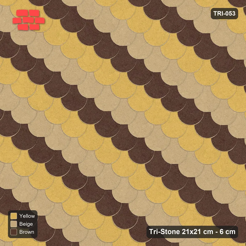 Interlock (Pasco) 21x21 cm · TRI-053 · Tumbling diagonals A, three-tone, turned 180 deg, kerb frame - Harvest Gold · Top view Interlock (Pasco) 21x21 cm · TRI-053 · Tumbling diagonals A, three-tone, turned 180 deg, kerb frame - Harvest Gold · Top view