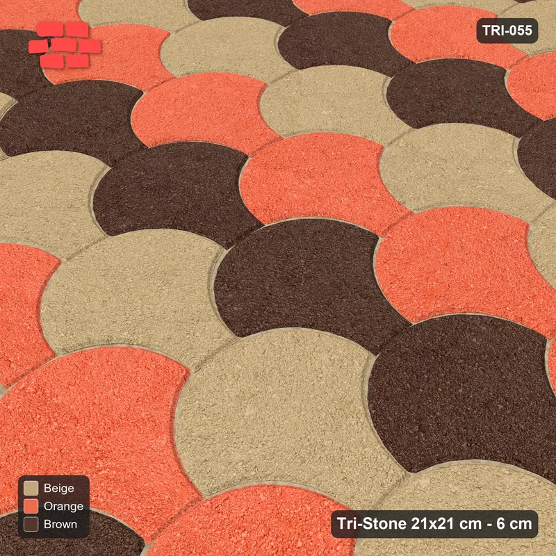 Interlock (Pasco) 21x21 cm · TRI-055 · Tumbling columns, three-tone, turned 90 deg, kerb frame - Autumn · Side view Interlock (Pasco) 21x21 cm · TRI-055 · Tumbling columns, three-tone, turned 90 deg, kerb frame - Autumn · Side view