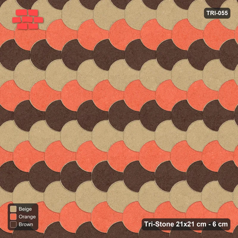 Interlock (Pasco) 21x21 cm · TRI-055 · Tumbling columns, three-tone, turned 90 deg, kerb frame - Autumn · Top view Interlock (Pasco) 21x21 cm · TRI-055 · Tumbling columns, three-tone, turned 90 deg, kerb frame - Autumn · Top view