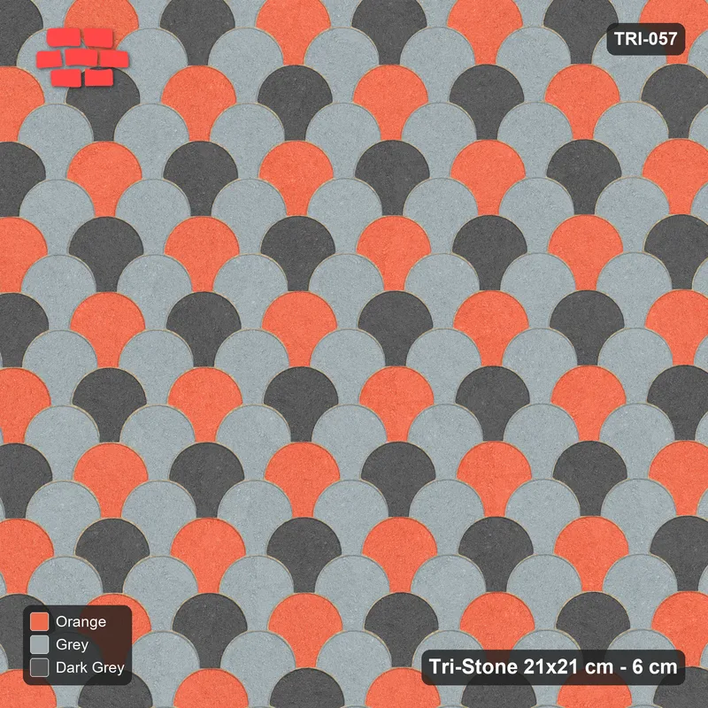 Interlock (Pasco) 21x21 cm · TRI-057 · Cube dice, three-tone, kerb frame - Sunset Slate · Top view Interlock (Pasco) 21x21 cm · TRI-057 · Cube dice, three-tone, kerb frame - Sunset Slate · Top view