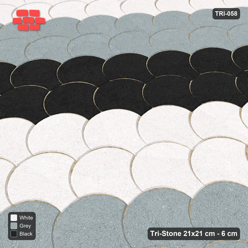 Interlock (Pasco) 21x21 cm · TRI-058 · Wide tumbling diagonals A, turned 90 deg, kerb frame - Tuxedo · Side view Interlock (Pasco) 21x21 cm · TRI-058 · Wide tumbling diagonals A, turned 90 deg, kerb frame - Tuxedo · Side view