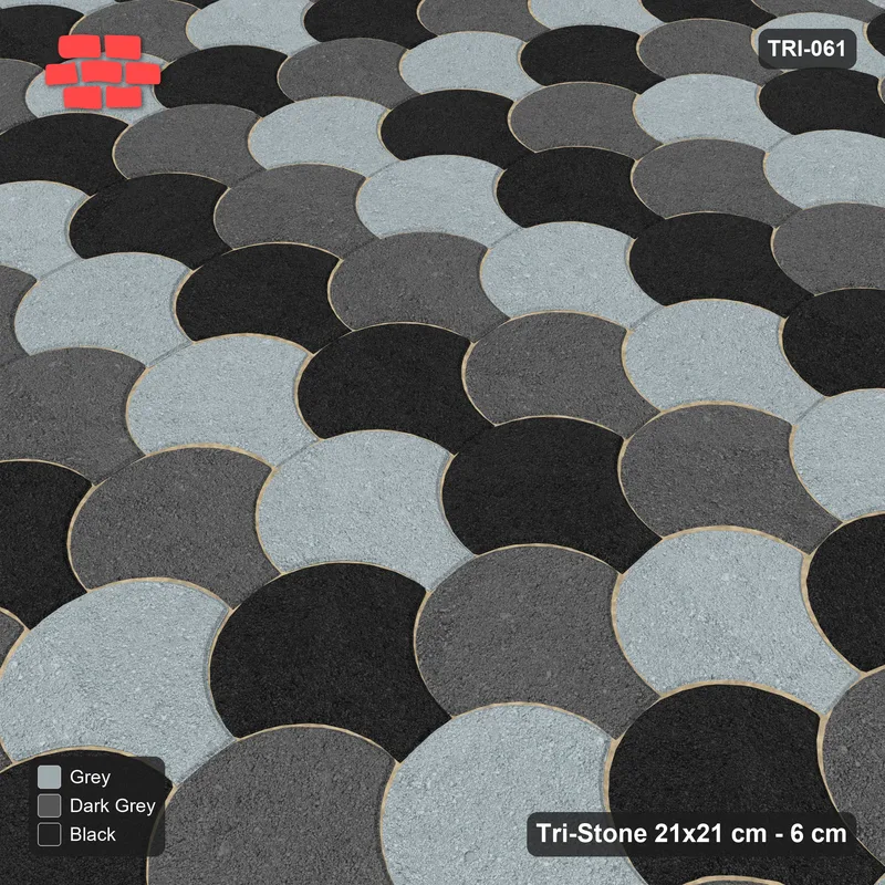 Interlock (Pasco) 21x21 cm · TRI-061 · Chevron tumbling, three-tone, turned 90 deg - Graphite Scale · Side view Interlock (Pasco) 21x21 cm · TRI-061 · Chevron tumbling, three-tone, turned 90 deg - Graphite Scale · Side view
