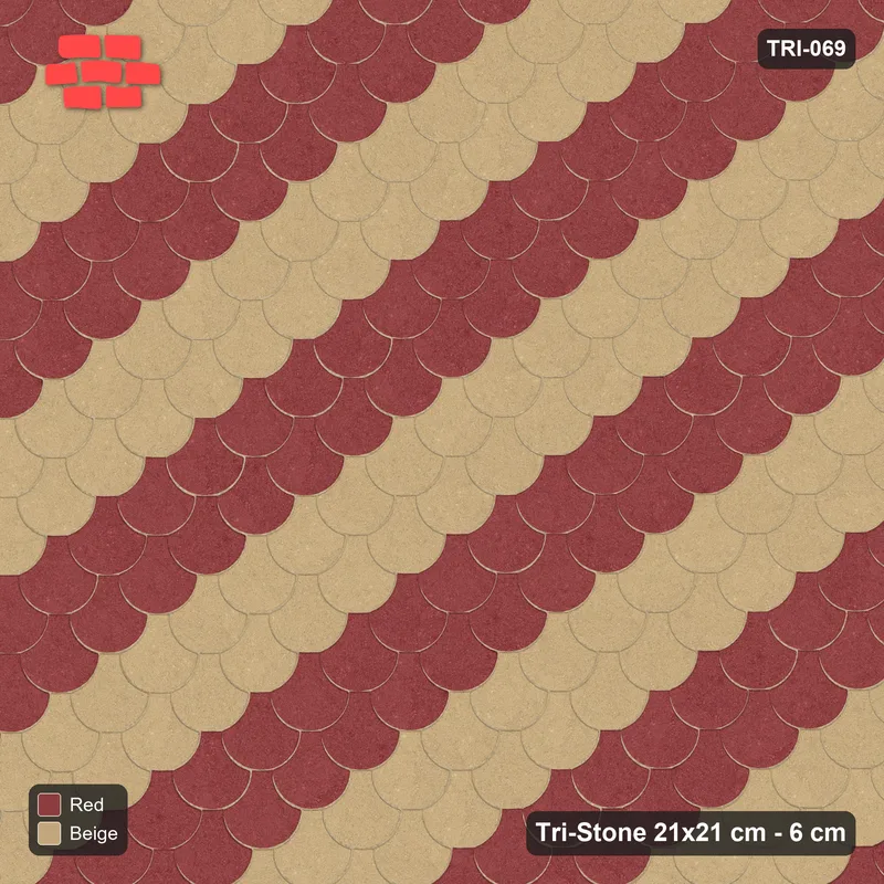 Interlock (Pasco) 21x21 cm · TRI-069 · Broad diagonal stripes B, turned 180 deg - Terracotta · Top view Interlock (Pasco) 21x21 cm · TRI-069 · Broad diagonal stripes B, turned 180 deg - Terracotta · Top view