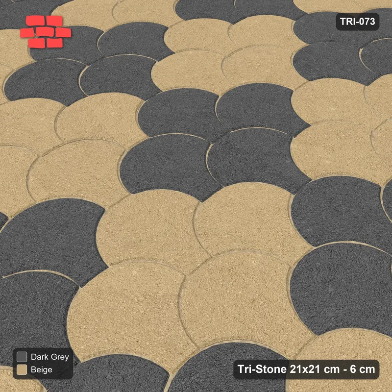 Interlock (Pasco) 21x21 cm · TRI-073 · Scale checker, double, turned 90 deg, kerb frame - Stone & Earth · Side view Interlock (Pasco) 21x21 cm · TRI-073 · Scale checker, double, turned 90 deg, kerb frame - Stone & Earth · Side view