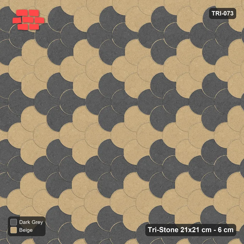 Interlock (Pasco) 21x21 cm · TRI-073 · Scale checker, double, turned 90 deg, kerb frame - Stone & Earth · Top view Interlock (Pasco) 21x21 cm · TRI-073 · Scale checker, double, turned 90 deg, kerb frame - Stone & Earth · Top view