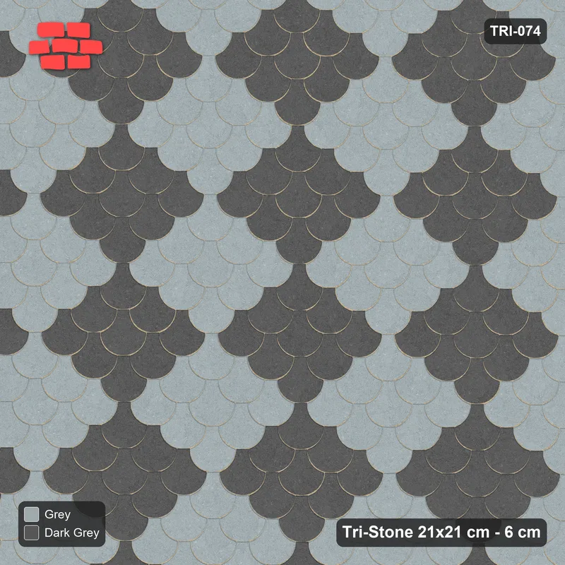 Interlock (Pasco) 21x21 cm · TRI-074 · Scale checker, triple, turned 180 deg - Charcoal Edge · Top view Interlock (Pasco) 21x21 cm · TRI-074 · Scale checker, triple, turned 180 deg - Charcoal Edge · Top view