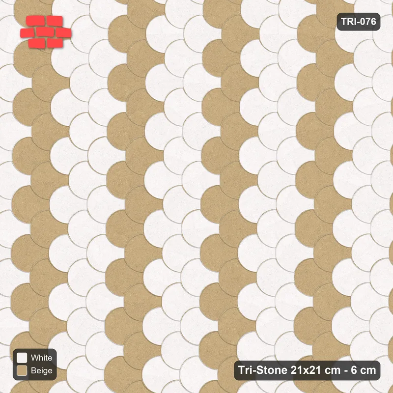 Interlock (Pasco) 21x21 cm · TRI-076 · Accent double row every fifth, turned 90 deg - Ivory & Sand · Top view Interlock (Pasco) 21x21 cm · TRI-076 · Accent double row every fifth, turned 90 deg - Ivory & Sand · Top view