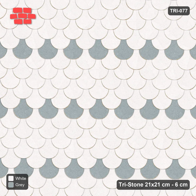 Interlock (Pasco) 21x21 cm · TRI-077 · Accent row every sixth, turned 180 deg, kerb frame - Salt & Pepper · Top view Interlock (Pasco) 21x21 cm · TRI-077 · Accent row every sixth, turned 180 deg, kerb frame - Salt & Pepper · Top view