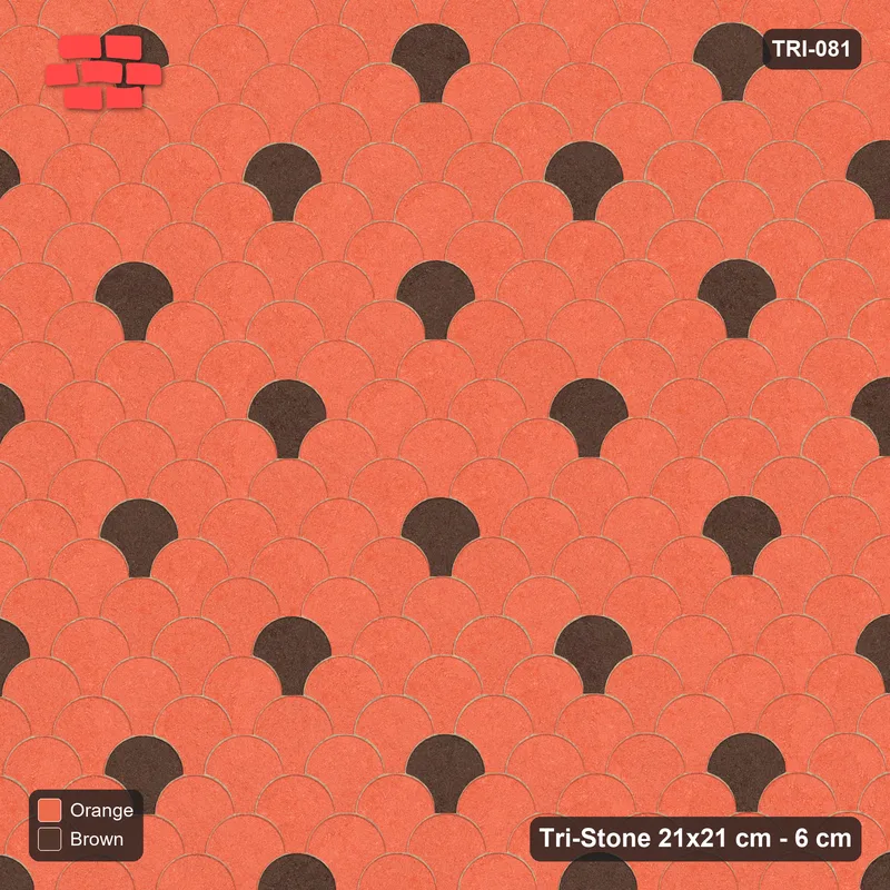 Interlock (Pasco) 21x21 cm · TRI-081 · Dotted scales, open - Burnt Clay · Top view Interlock (Pasco) 21x21 cm · TRI-081 · Dotted scales, open - Burnt Clay · Top view