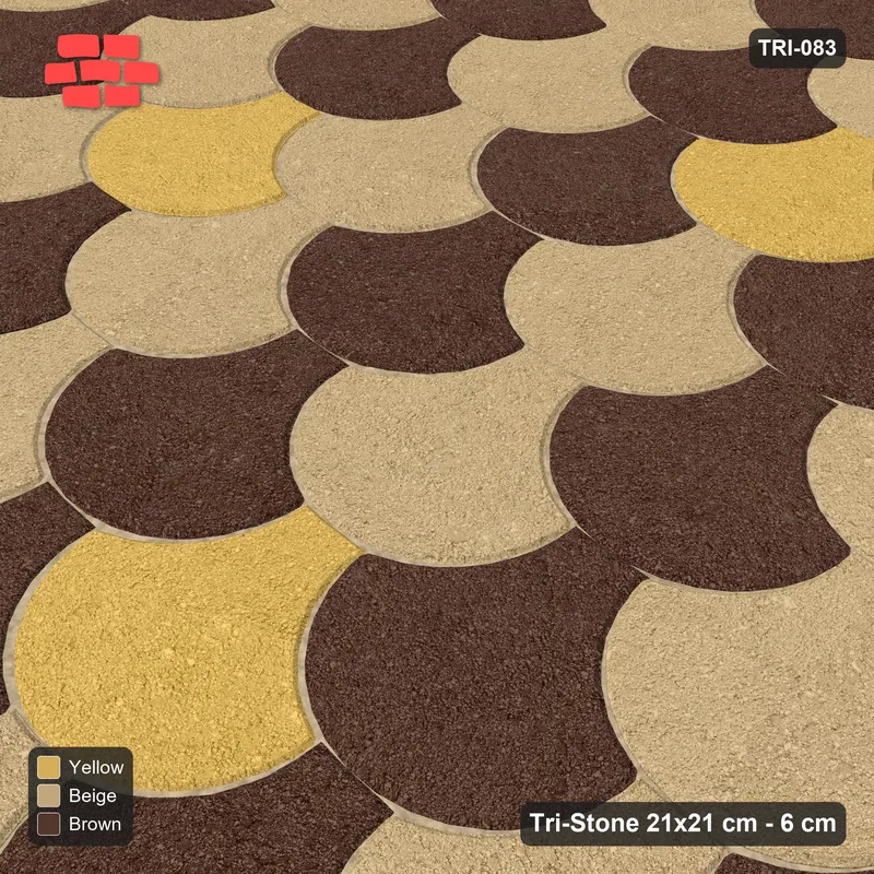 Interlock (Pasco) 21x21 cm · TRI-083 · Dotted rows, three-tone, turned 180 deg, kerb frame - Harvest Gold · Side view Interlock (Pasco) 21x21 cm · TRI-083 · Dotted rows, three-tone, turned 180 deg, kerb frame - Harvest Gold · Side view