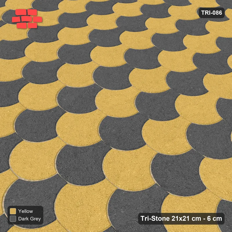 Interlock (Pasco) 21x21 cm · TRI-086 · Tight zigzag scale courses, turned 180 deg - Mustard Slate · Side view Interlock (Pasco) 21x21 cm · TRI-086 · Tight zigzag scale courses, turned 180 deg - Mustard Slate · Side view