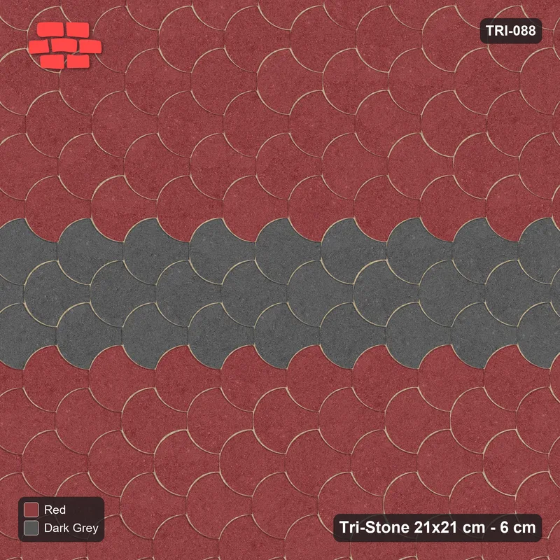 Interlock (Pasco) 21x21 cm · TRI-088 · Central feature band, turned 90 deg, kerb frame - Rust & Charcoal · Top view Interlock (Pasco) 21x21 cm · TRI-088 · Central feature band, turned 90 deg, kerb frame - Rust & Charcoal · Top view