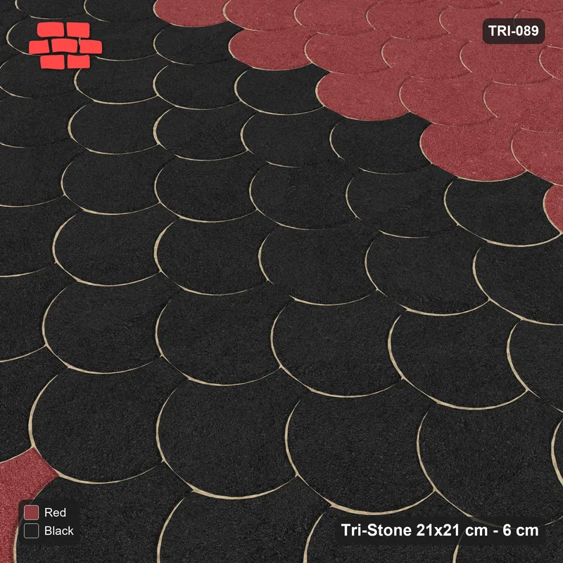 Interlock (Pasco) 21x21 cm · TRI-089 · Wide central band, turned 180 deg - Red & Black · Side view Interlock (Pasco) 21x21 cm · TRI-089 · Wide central band, turned 180 deg - Red & Black · Side view