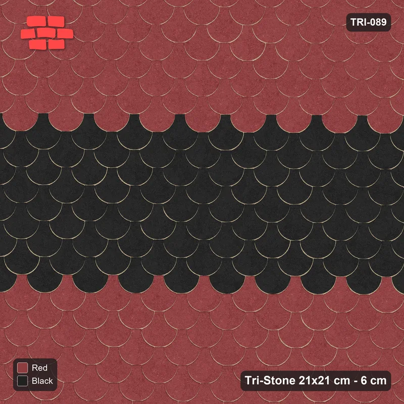 Interlock (Pasco) 21x21 cm · TRI-089 · Wide central band, turned 180 deg - Red & Black · Top view Interlock (Pasco) 21x21 cm · TRI-089 · Wide central band, turned 180 deg - Red & Black · Top view