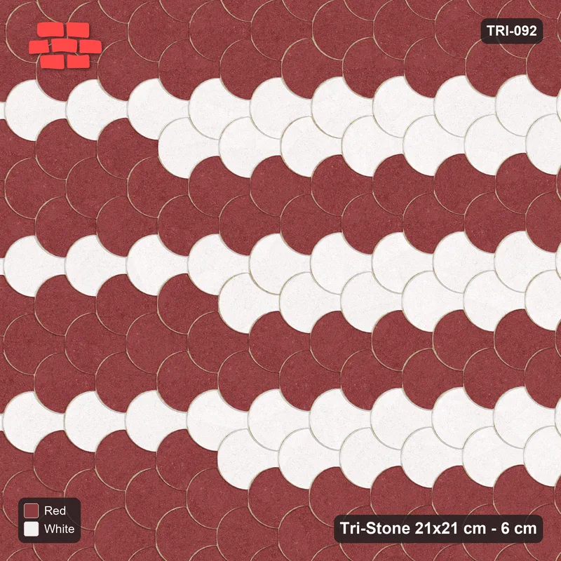 Interlock (Pasco) 21x21 cm · TRI-092 · Triple feature bands, turned 90 deg, kerb frame - Burgundy & Ivory · Top view Interlock (Pasco) 21x21 cm · TRI-092 · Triple feature bands, turned 90 deg, kerb frame - Burgundy & Ivory · Top view