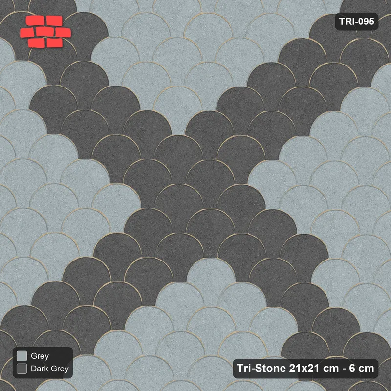 Interlock (Pasco) 21x21 cm · TRI-095 · Saltire cross, kerb frame - Charcoal Edge · Top view Interlock (Pasco) 21x21 cm · TRI-095 · Saltire cross, kerb frame - Charcoal Edge · Top view