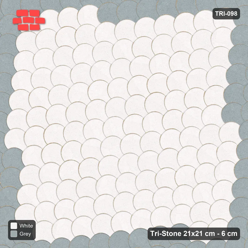 Interlock (Pasco) 21x21 cm · TRI-098 · Accent edge border, turned 45 deg, kerb frame - Salt & Pepper · Top view Interlock (Pasco) 21x21 cm · TRI-098 · Accent edge border, turned 45 deg, kerb frame - Salt & Pepper · Top view