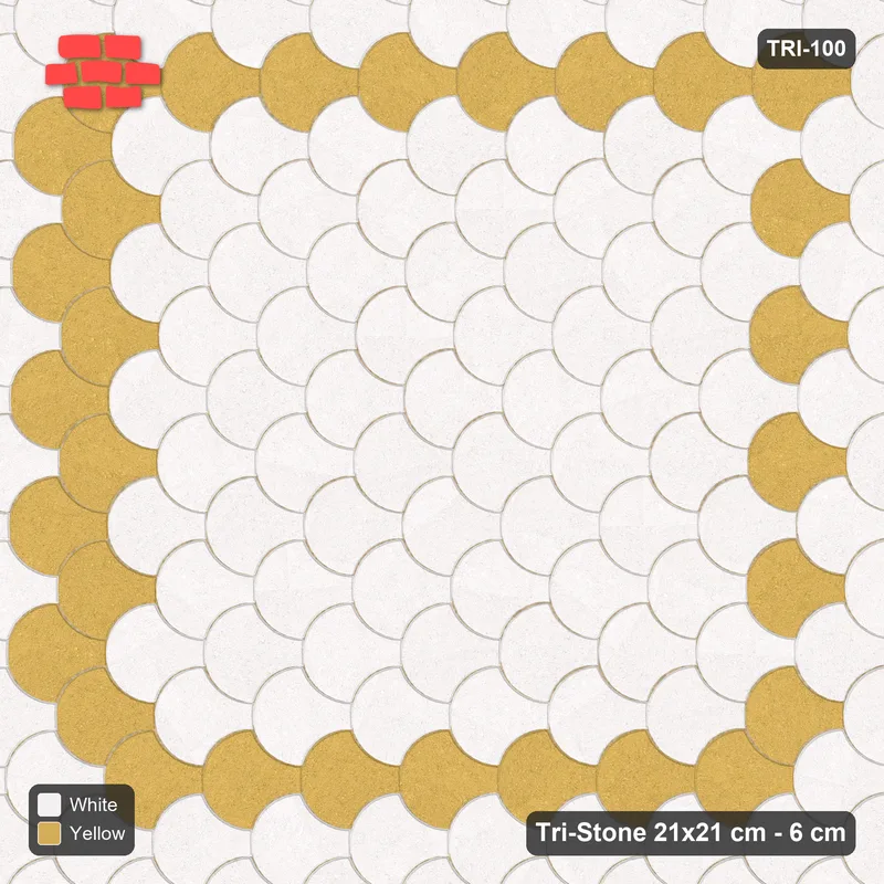 Interlock (Pasco) 21x21 cm · TRI-100 · Inset frame, turned 90 deg, kerb frame - Ivory & Ochre · Top view Interlock (Pasco) 21x21 cm · TRI-100 · Inset frame, turned 90 deg, kerb frame - Ivory & Ochre · Top view