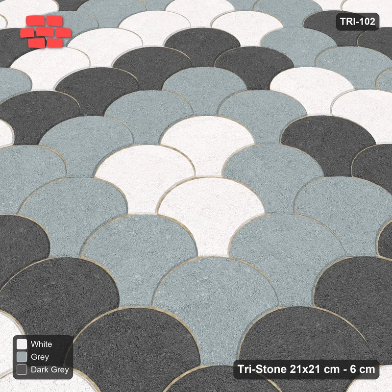 Interlock (Pasco) 21x21 cm · TRI-102 · Graded square rings, three-tone, turned 45 deg, kerb frame - Monochrome · Side view Interlock (Pasco) 21x21 cm · TRI-102 · Graded square rings, three-tone, turned 45 deg, kerb frame - Monochrome · Side view